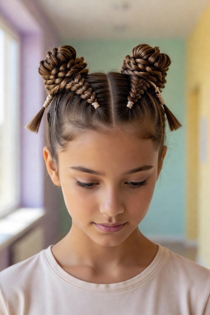 Braided Space Buns with Cuffs
