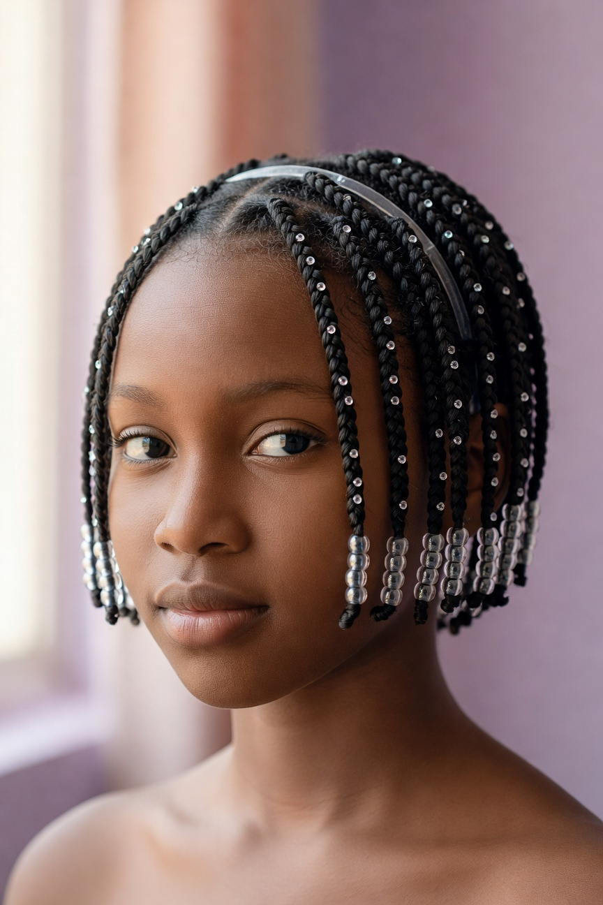 Ghana Braids with Shimmer Beads