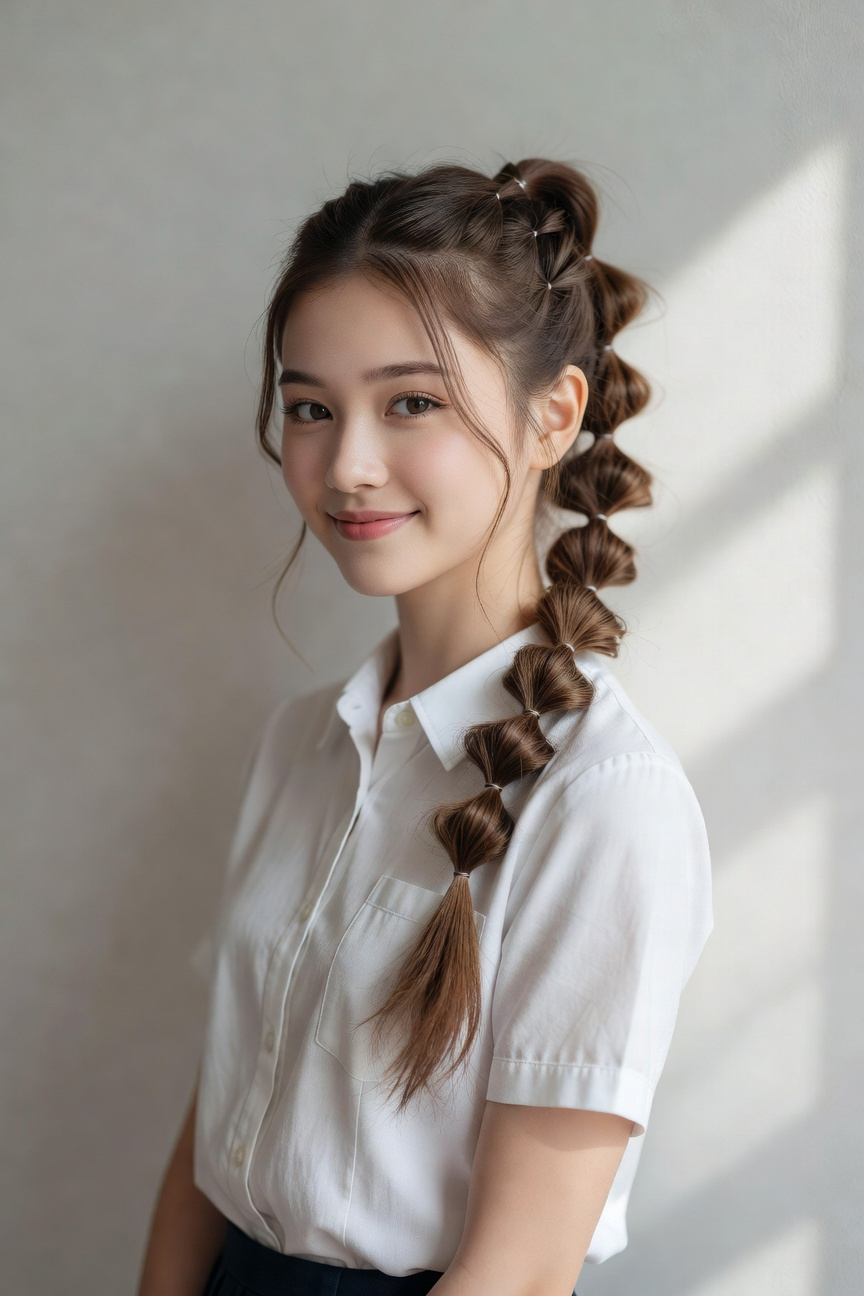 Bubble Ponytails With Elastics