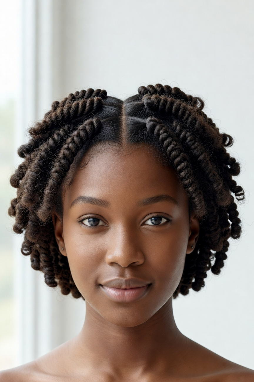 Twist-Out Braided Crown Braids