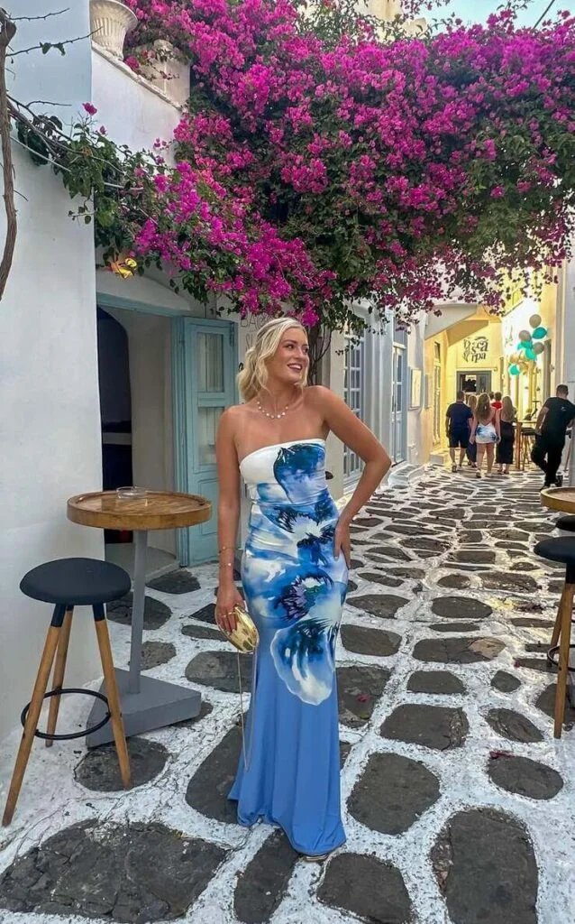 Blue Printed Maxi Dress