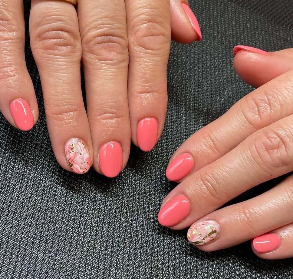 Coral Marble Nails