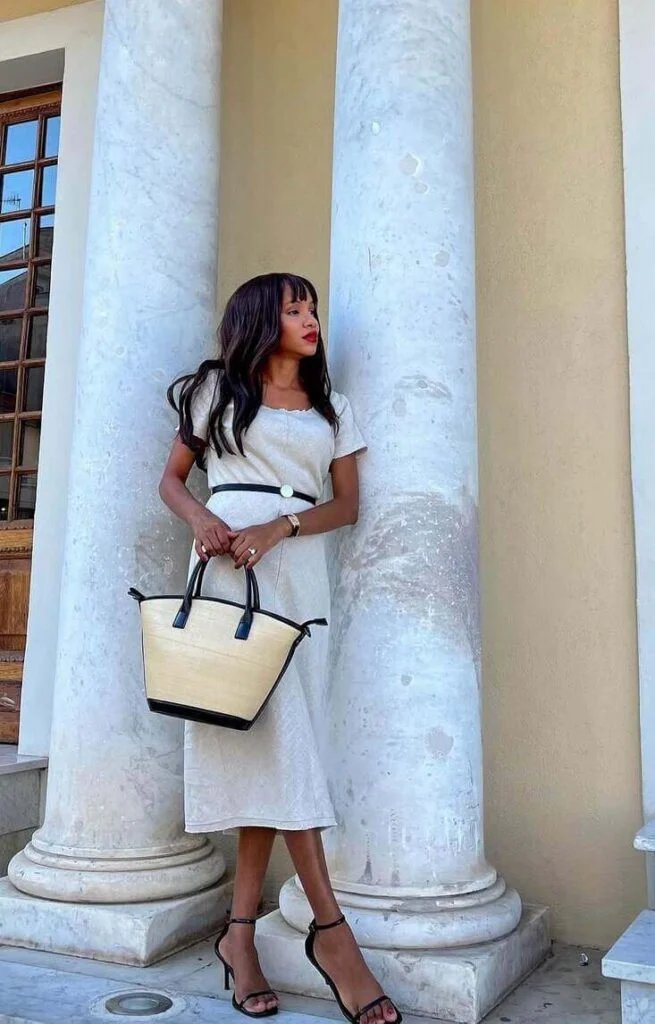 Cream Belted Midi