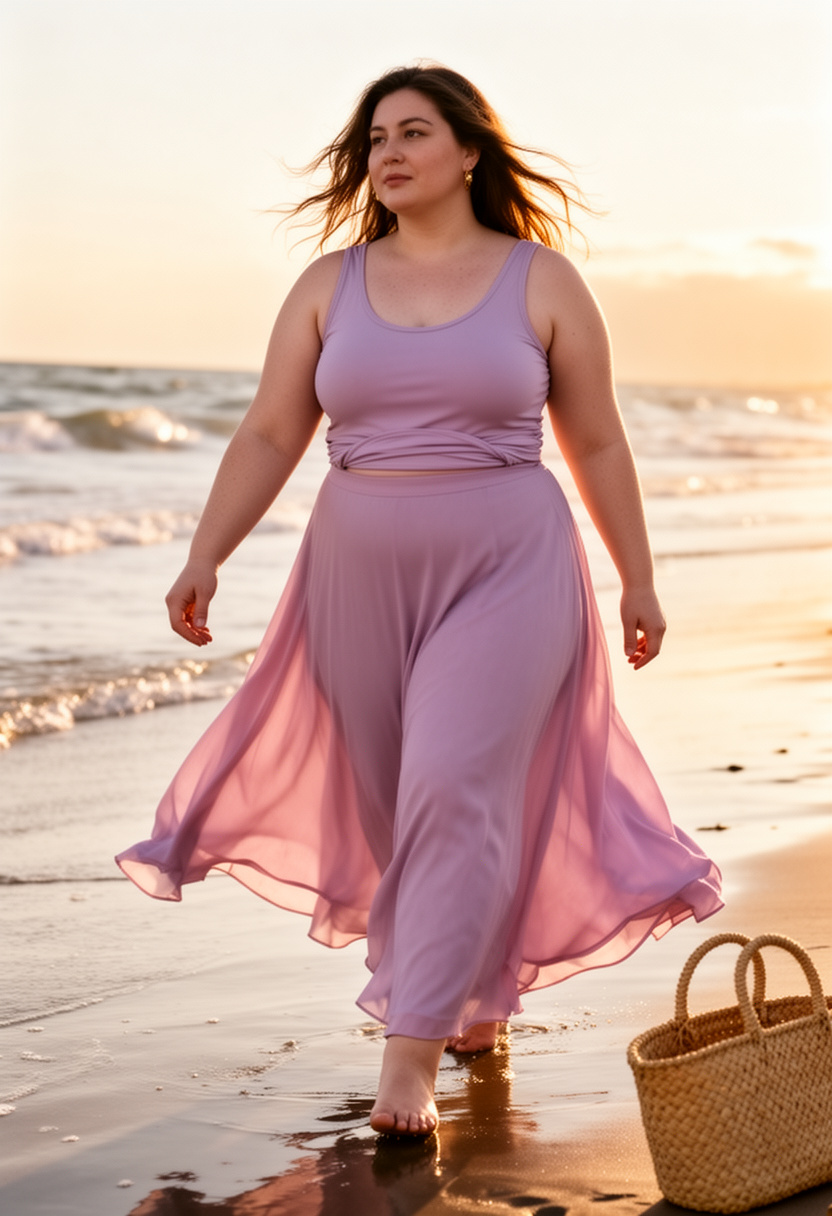 Flowy Maxi Skirt Beach Look