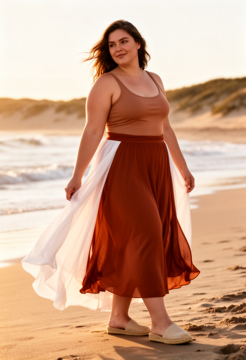 Flowy Midi Skirt Beach Look