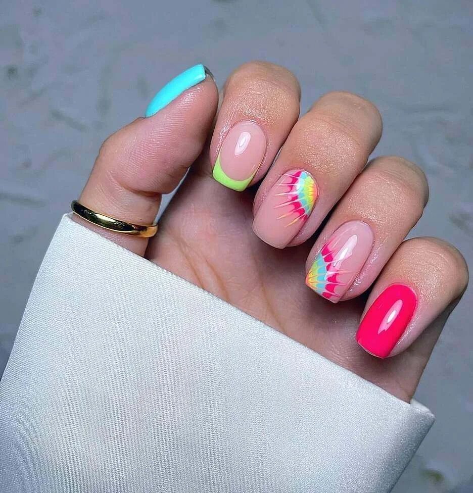 Rainbow Swirl Nails
