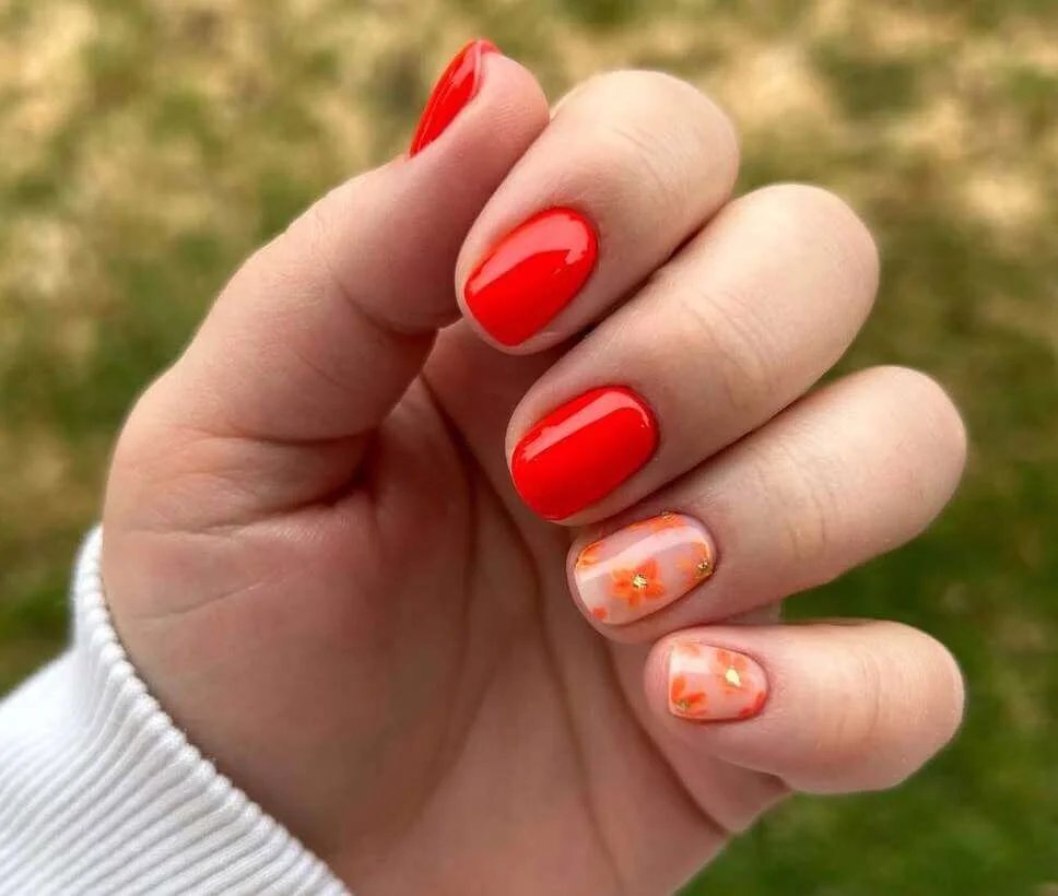 Red Floral Nails