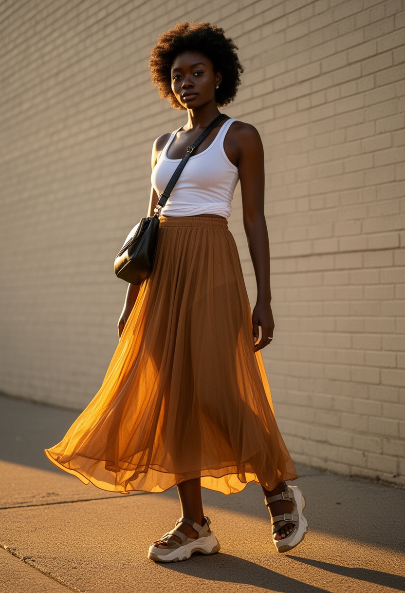 Breezy Maxi Skirt Street Style