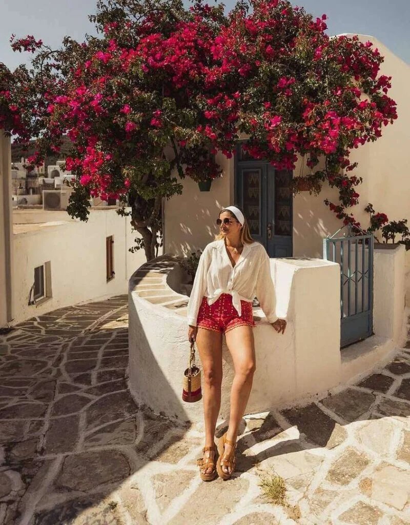 White Shirt Red Shorts