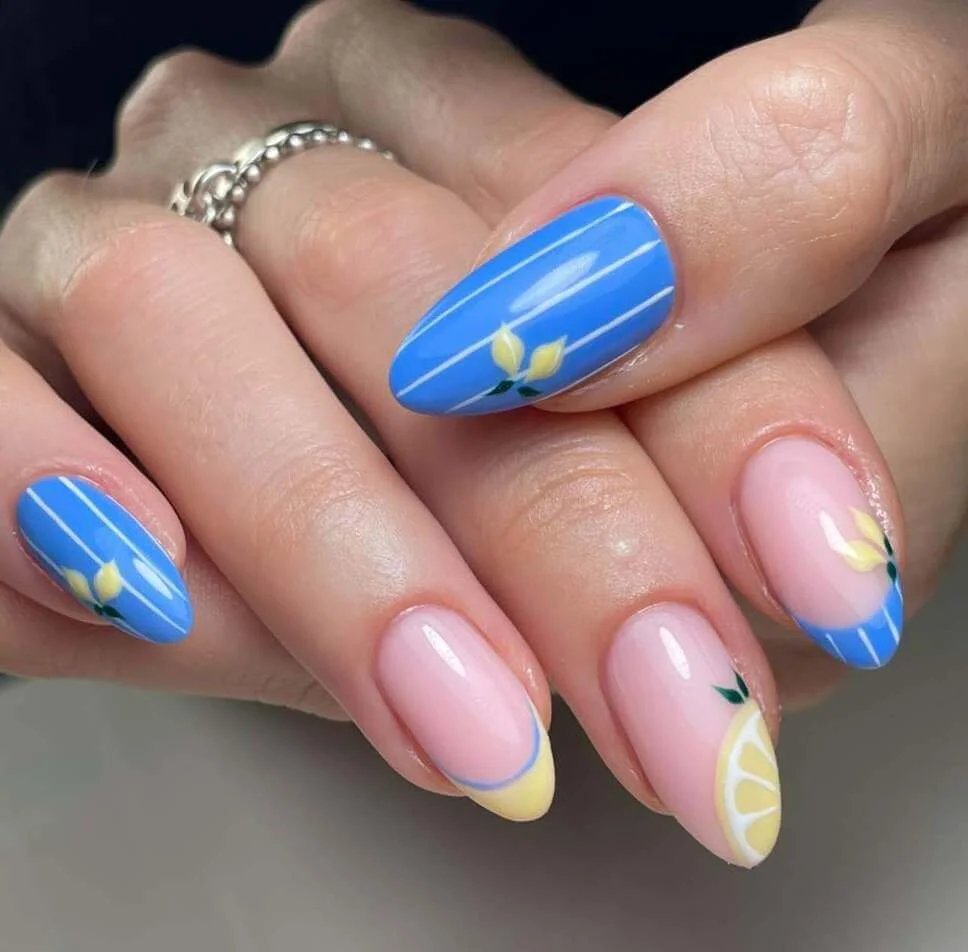 Blue Lemon Nails