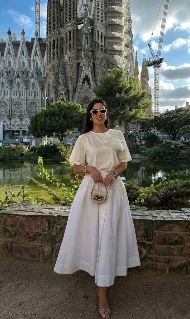 Cream and White Skirt