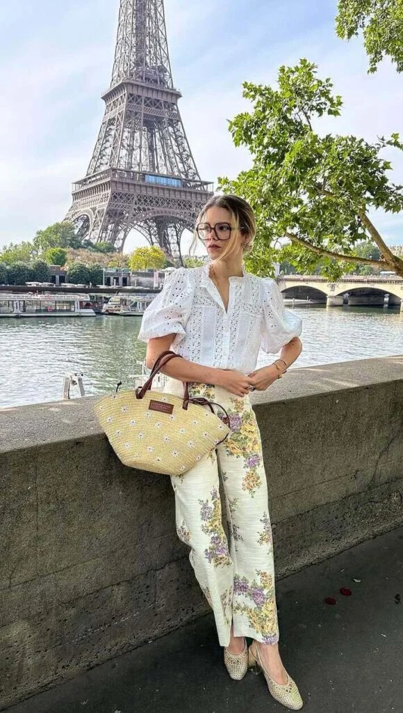 Eyelet Blouse, Floral Pants
