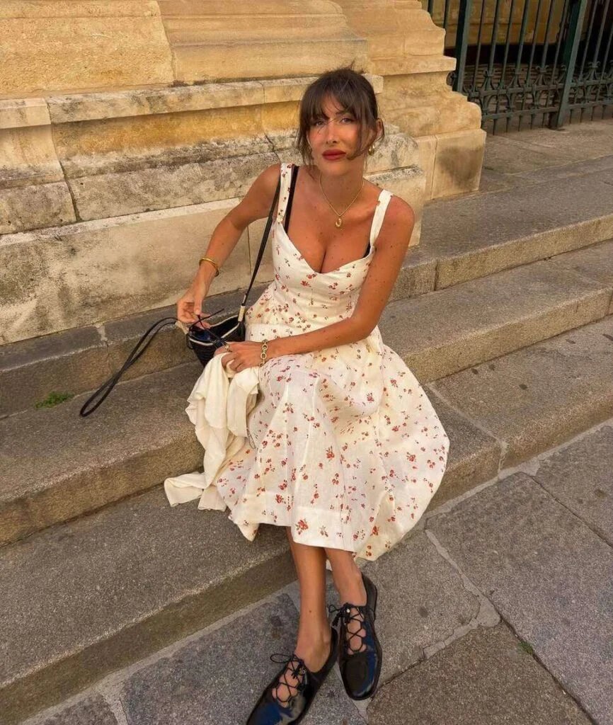 Floral Dress, Lace-Ups