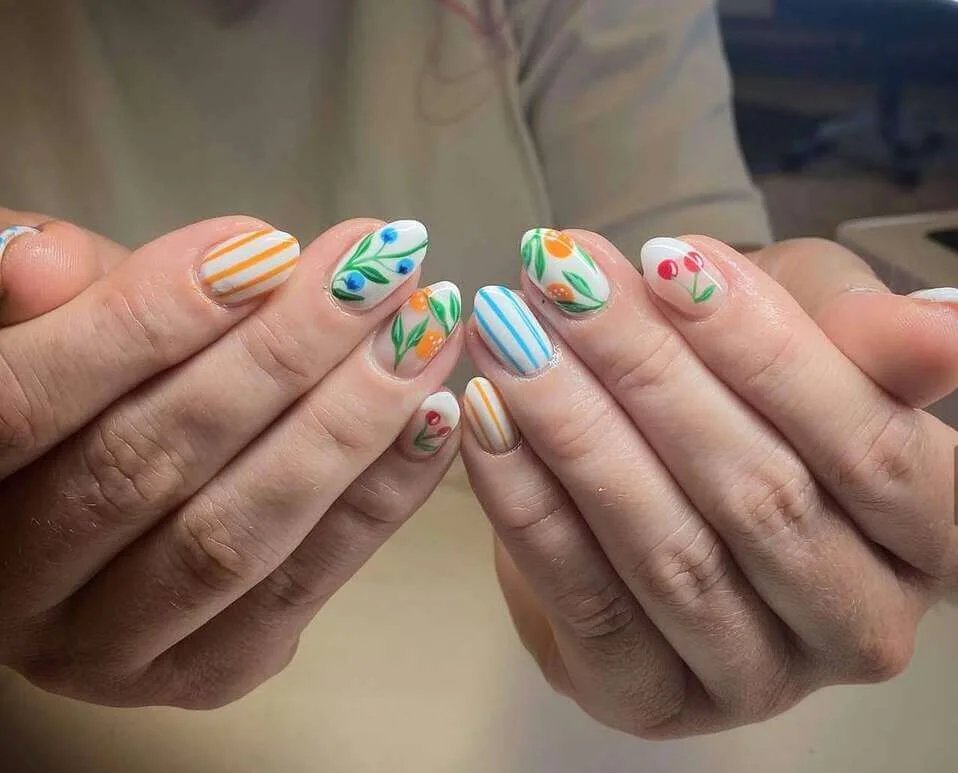 Fruity Stripe Nails