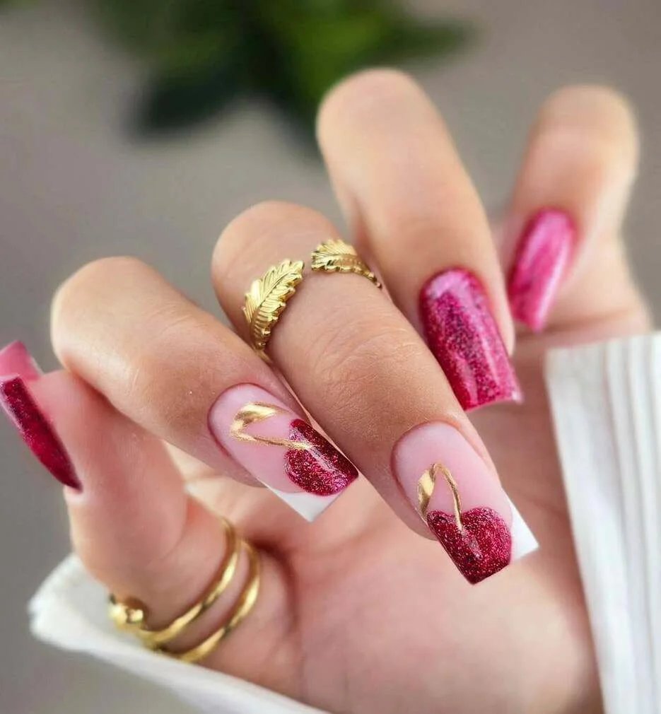 Glitter Cherry Nails