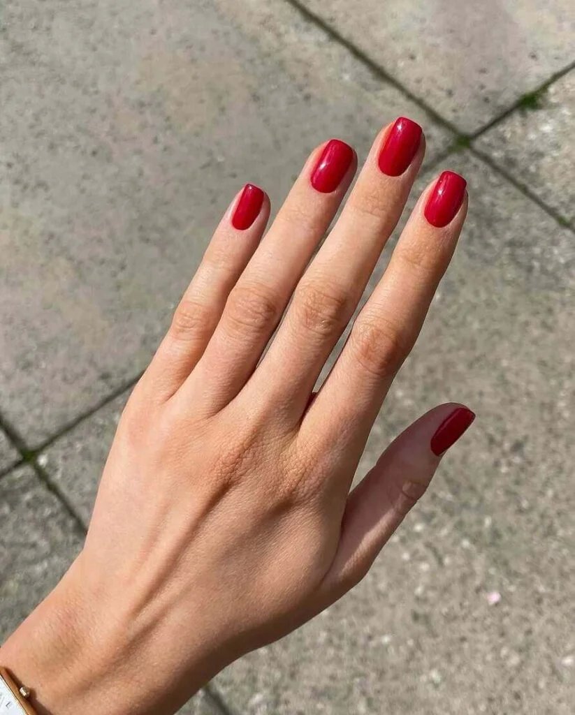 Glossy Red Nails