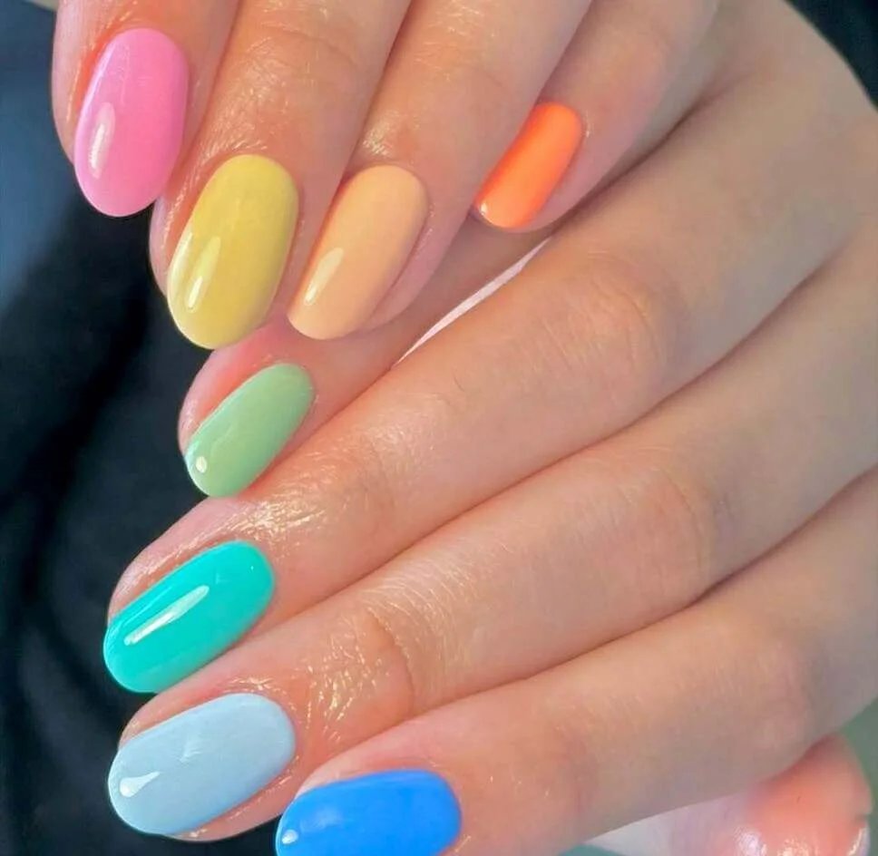 Multicolor Pastel Nails