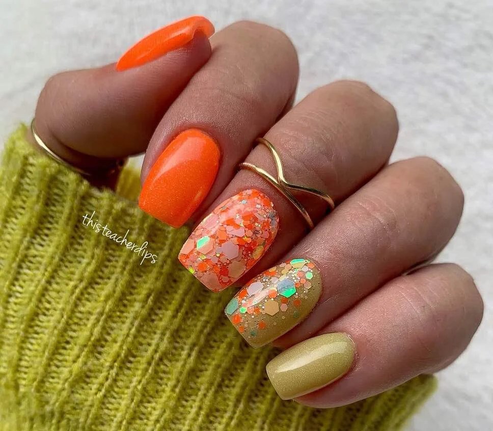 Neon Orange Glitter
