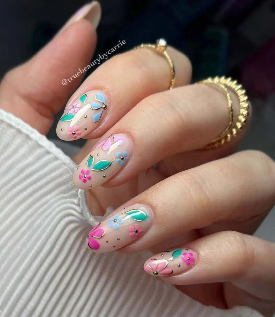 Pastel Floral Nails