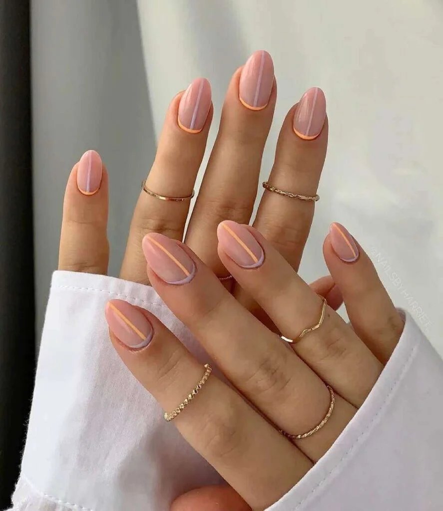 Peach Line Nails