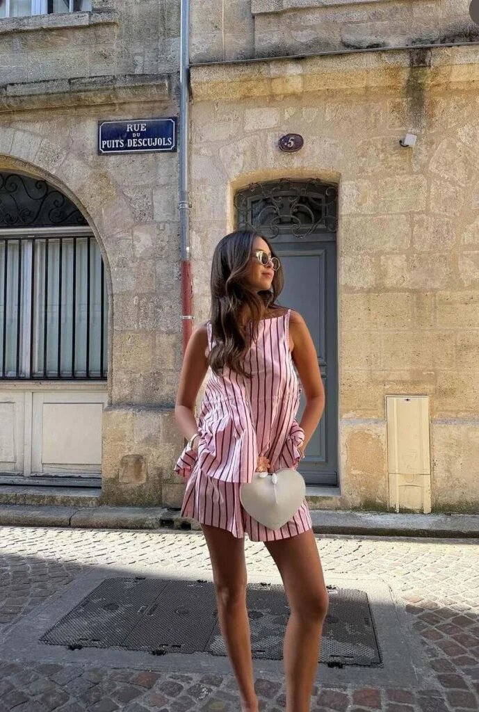 Pink Striped Matching Set