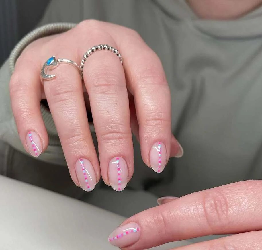 Sheer Pink Dot Nails
