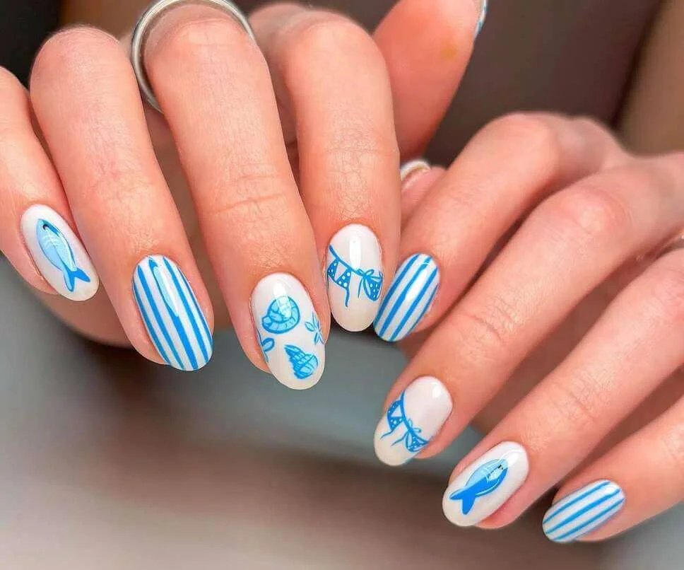 Soft Blue Coastal Nails