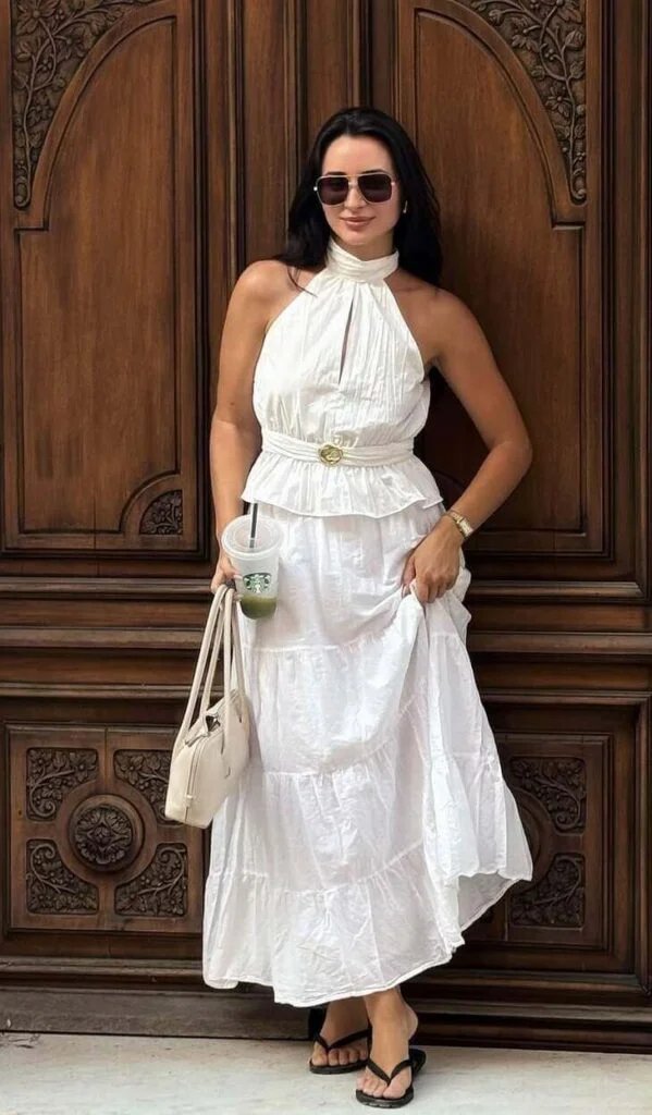 White Belted Halter