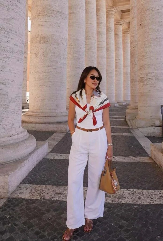 White Pants, Silk Scarf