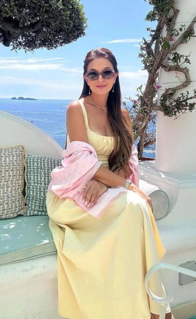 Yellow Dress, Pink Scarf
