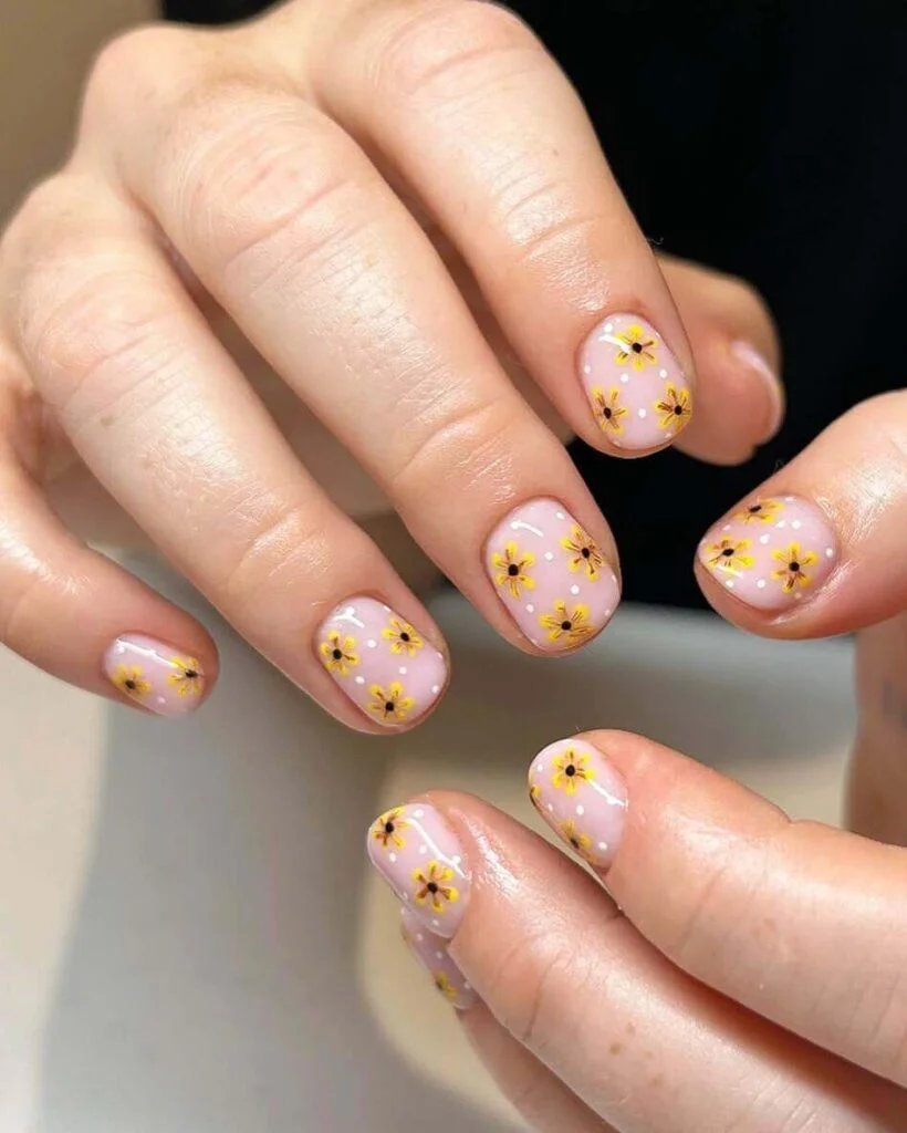 Yellow Floral Nails