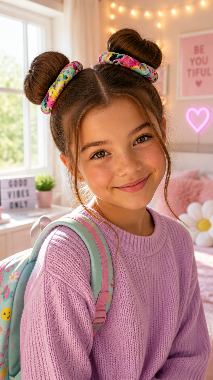 Space Buns with Scrunchies
