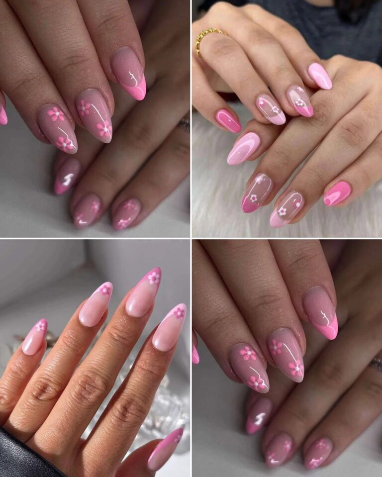 34 Pink Floral Nails for When You're Over Basic Pink Polish