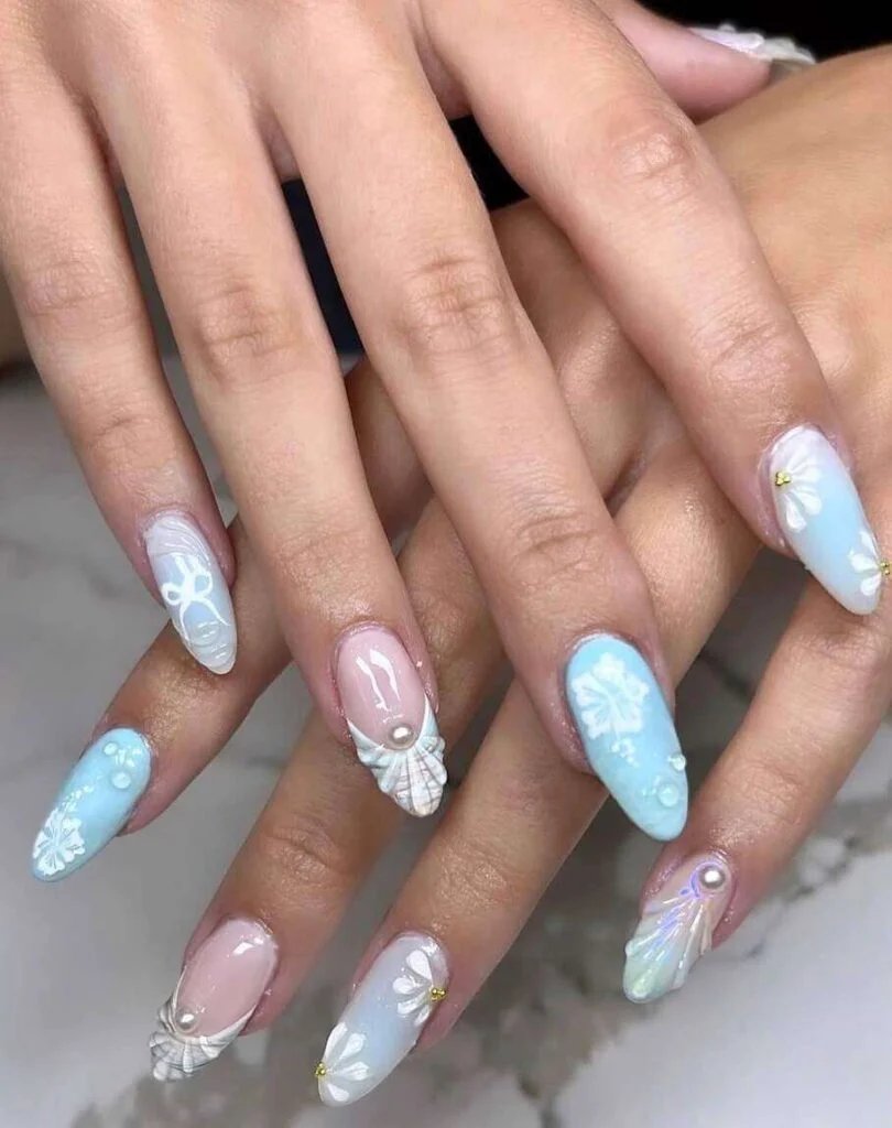 3D Seashell Nail Art