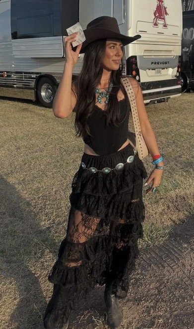 Black lace western outfit
