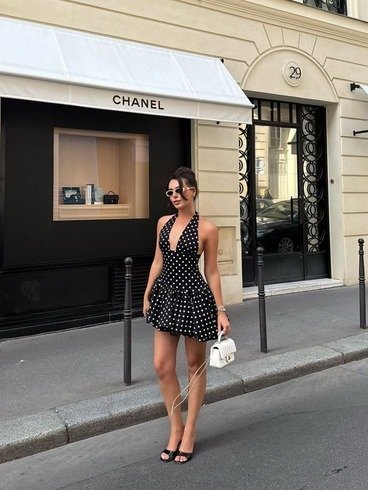 Black polka dot mini