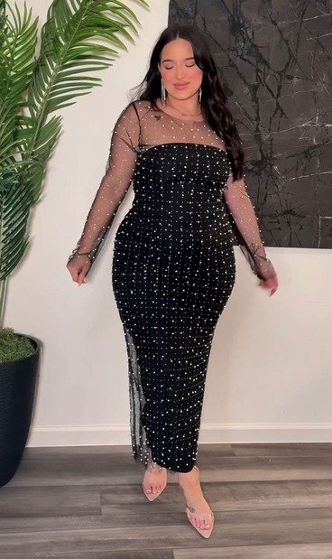 Black Rhinestone Mesh