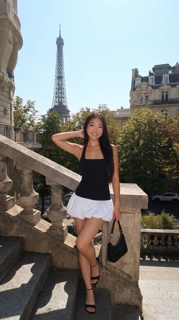 Black tank and white skirt combo