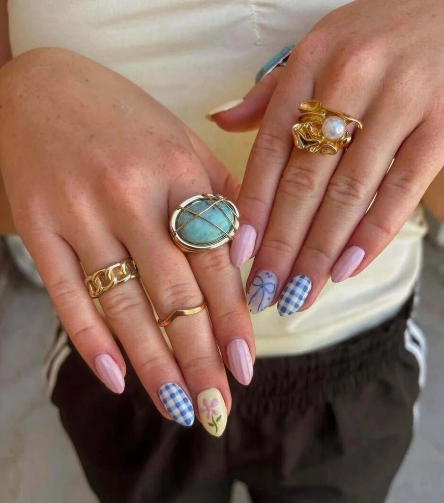 Blue gingham and bows