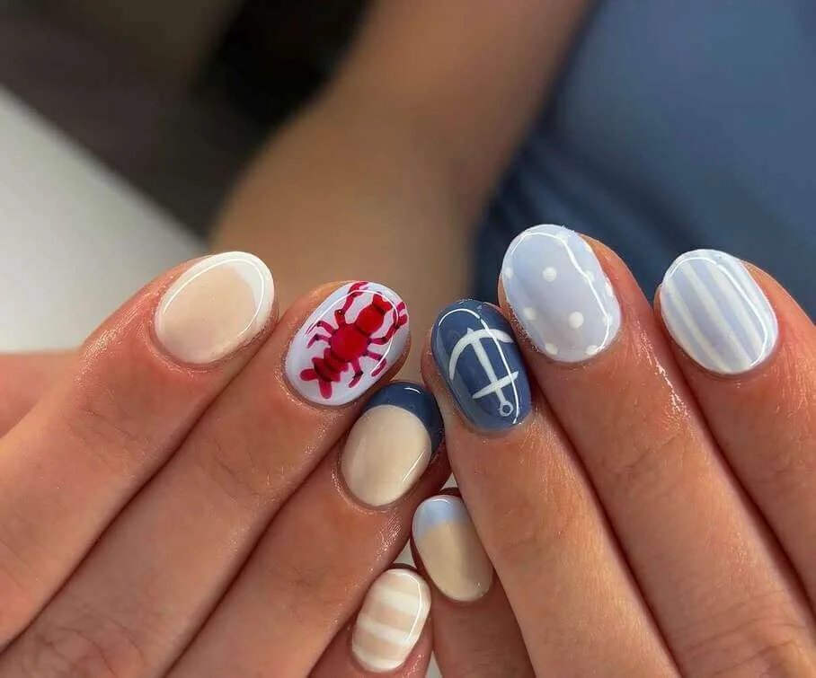 Blue lobster nautical design