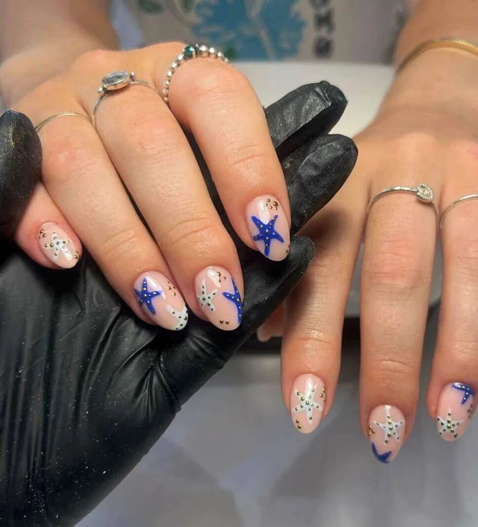 Blue starfish accents