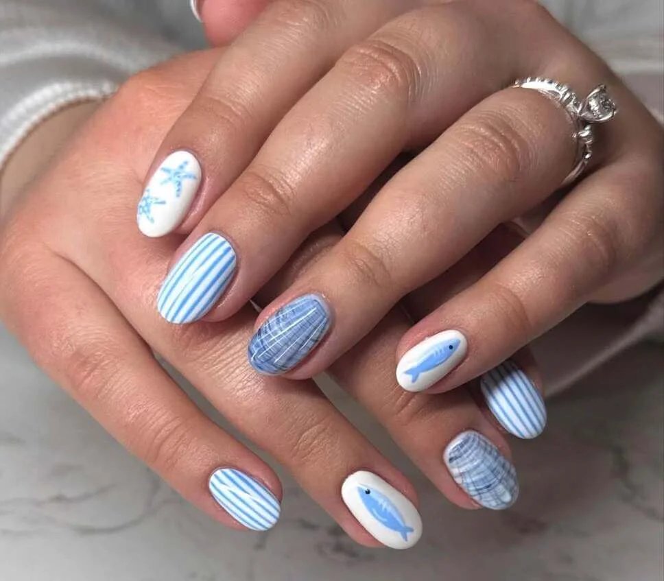 Blue striped fish nails