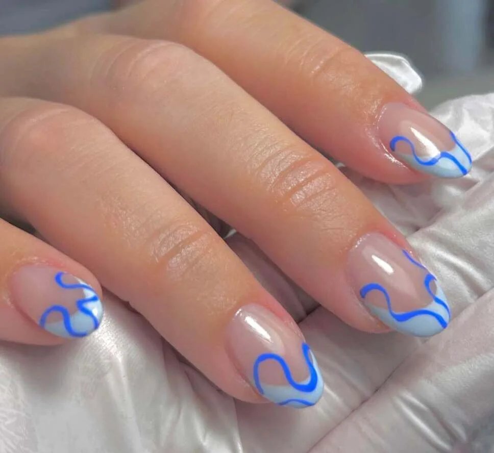 Blue wave French tips