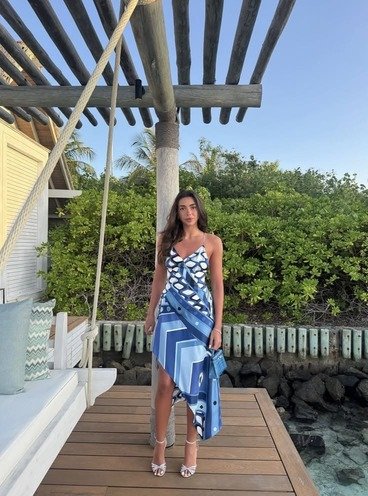 Blue Wrap Midi Dress