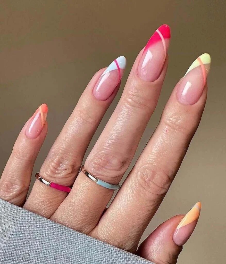 Bright French tip nails