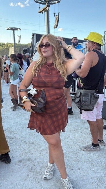 Brown plaid mini dress
