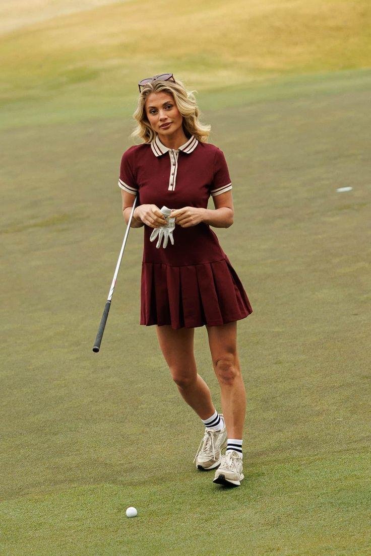 Burgundy pleated dress