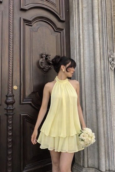 Butter Yellow Chiffon Dress