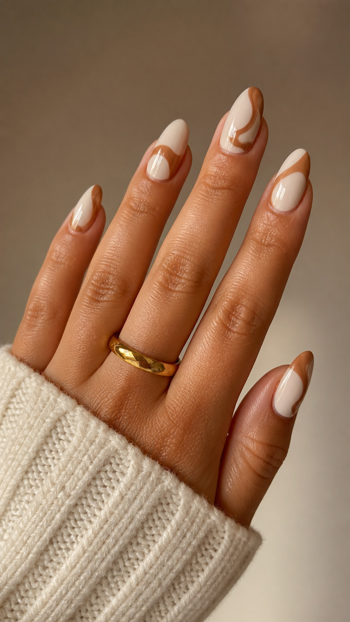 Caramel Swirl Half-Moon Design