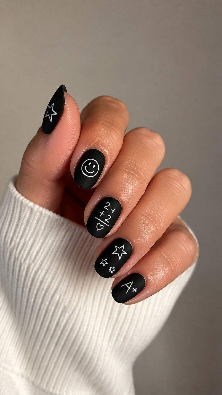 Chalkboard Black with White Doodles